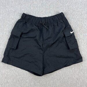 Nike Sportswear Woven High-Rise Shorts Womens M Black Nylon Drawcord Pockets